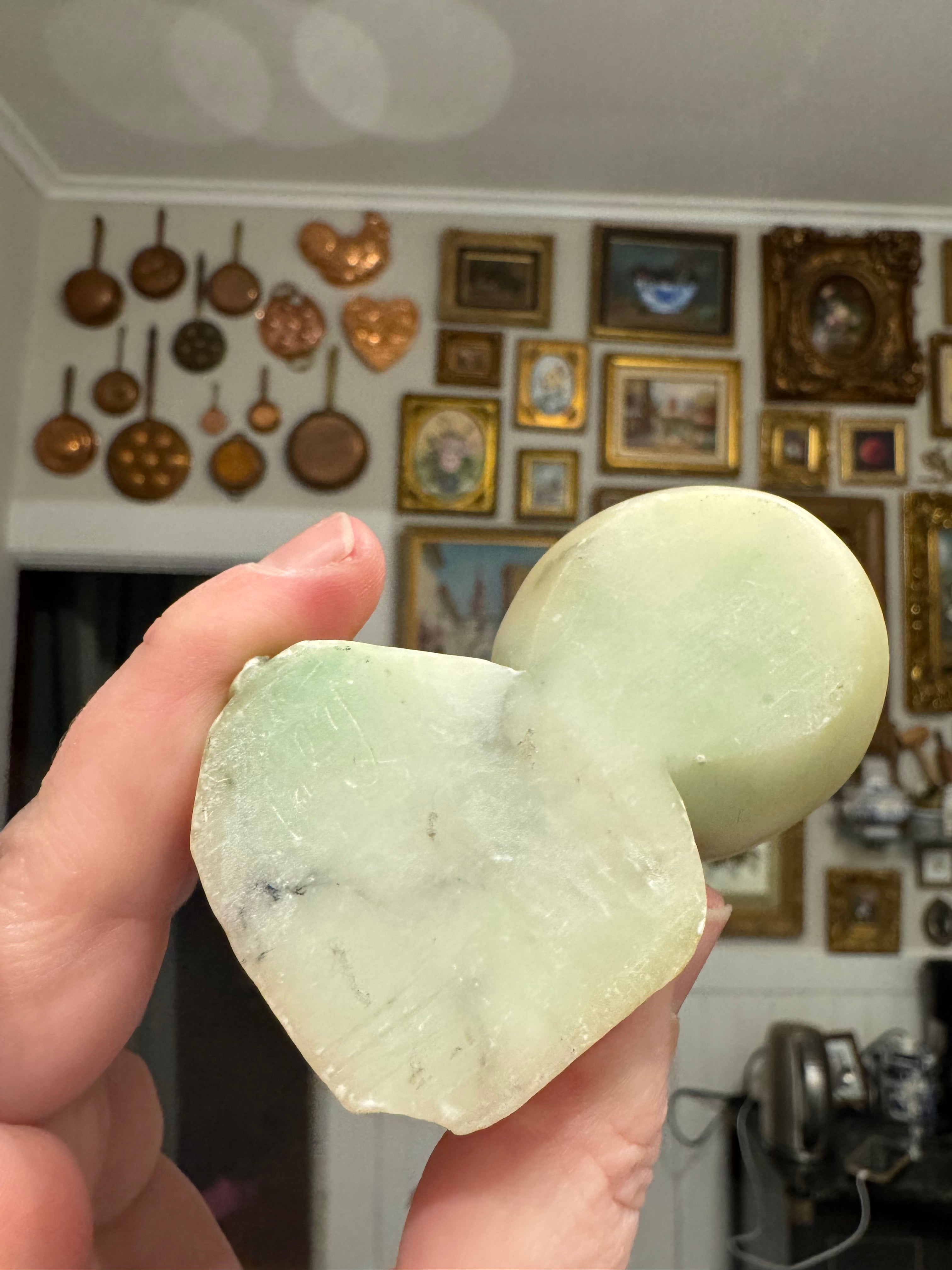 Carved alabaster bird toothpick holder