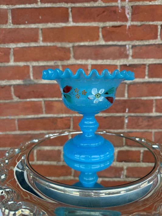 Victorian opaline ruffled candy compote