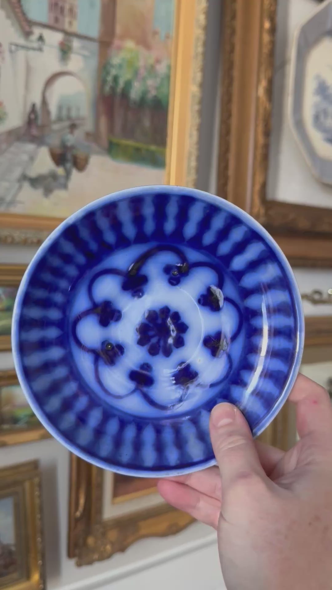 Antique flow blue saucer